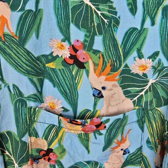 Cove Mens Short Sleeve Tropical Cockatoo Print Button Down Shirt Medium - Picture 5 of 6